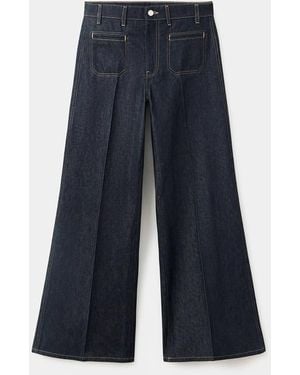 Mango Wide-Leg-Jeans Mit Taschen - Blau