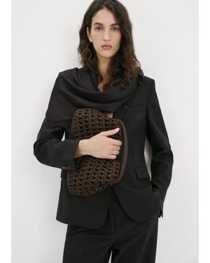 Mango Natural Fiber Handbag Chocolate - Black