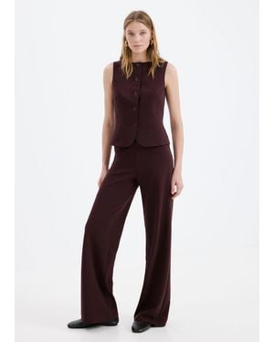 Mango Suit Waistcoat With Buttons - Red