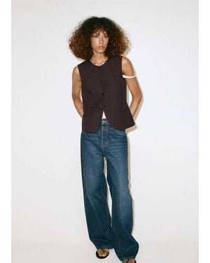 Mango Lyocell Buttoned Gilet - Blue