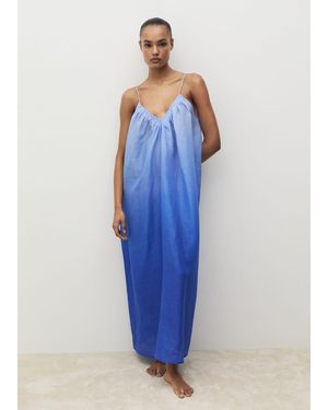 Mango Ramie Nightdress With Degraded Effect - Blue