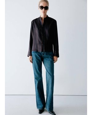 Mango Striped Blouse With Frogging Details - Blue
