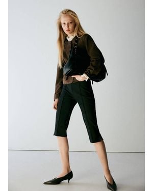 Mango Chest-Pocket Suede Jacket - Green