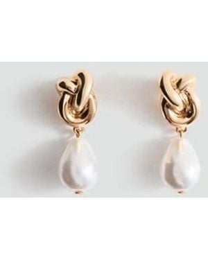 Mango Pearl Dangle Earrings - White