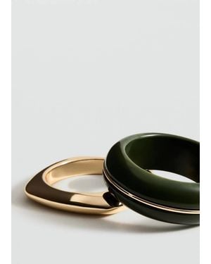 Mango Set Of Combined Rigid Bracelets - Black