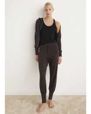 Mango Cotton Knitted Turn-Up Trousers - Black