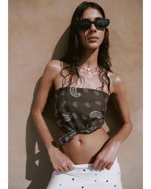 Mango Paisley-Bedrucktes Baumwollschal - Braun