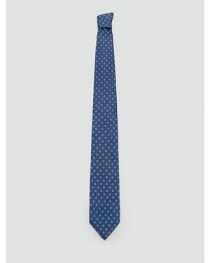 Mango Printed Silk Tie - Blue