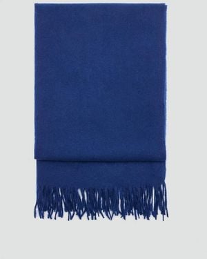 Mango Schal Mit Fransigen Abschlüssen - Blau