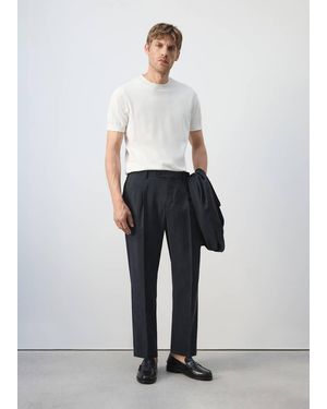 Mango Regular-Fit Pleated Trousers - White