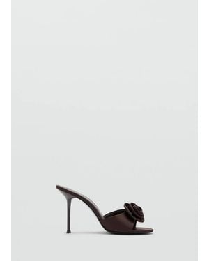 Mango Satin Maxi Flower Sandal - White