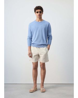 Mango 100% Cotton Fine-Knit Jumper - Blue