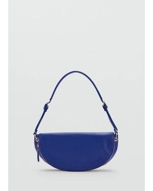 Mango Semi-Circular Faux Leather Shoulder Bag - Blue