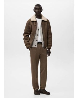 Mango Faux-Shearling Suede Jacket - Multicolour