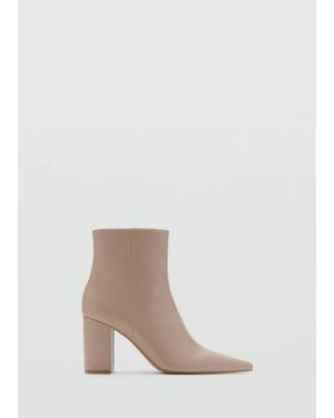 Mango Ankle Boots With Block Heel - Natural