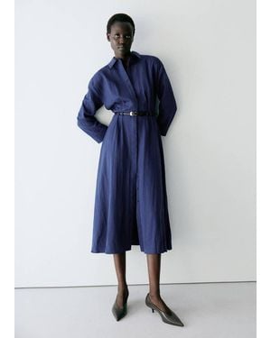 Mango Lyocell Shirt Dress - Blue