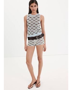 Mango Wavy Stripe Knit Shorts - Blue