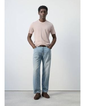 Mango 100% Cotton Slim-Fit T-Shirt - Pink