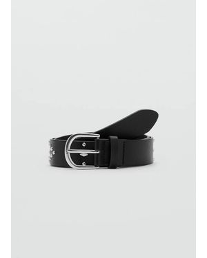 MANGO TEEN Buckled Studded Belt - Black