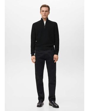 Mango Cotton Jumper With Neck Zip - Black