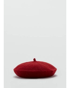 Mango Knitted Wool-Blend Beret - Red