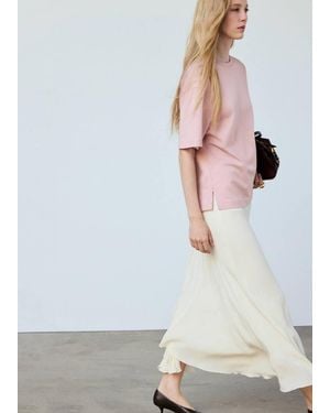 Mango Oversized Short-Sleeved T-Shirt - Pink