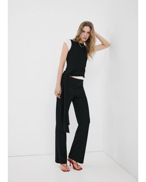 Mango Mid-Rise Flare Trousers - Black