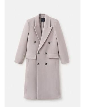 Mango Double-Breasted Wool Coat - Natural