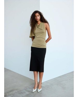 Mango Asymmetric Draped Blouse - Green