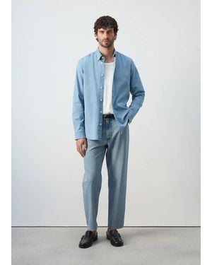 Mango Regular-Fit-Jeanshemd - Blau
