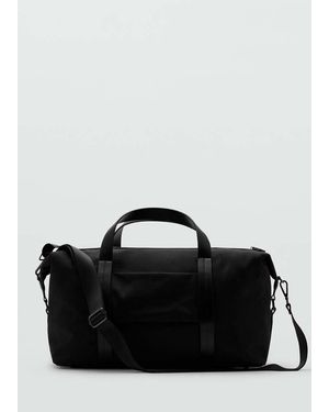 Mango Borsa Bowling Combinata Pelle Nero