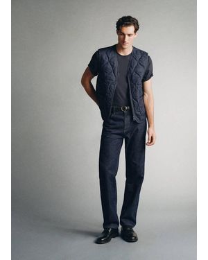 Mango Padded Gilet, 100% Cotton - Blue