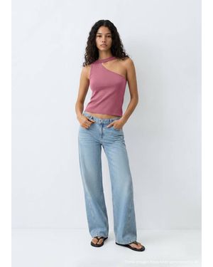 MANGO TEEN Knit Asymmetric Top - Blue