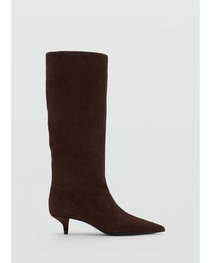 Mango Suede High-Leg Boots - Brown