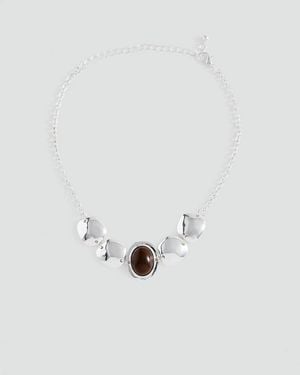 MANGO TEEN Mixed Bead Necklace - White