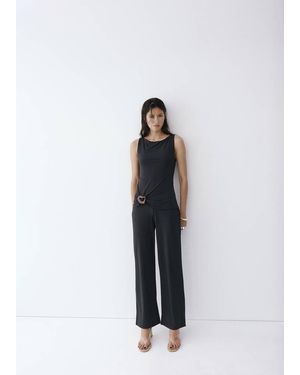 Mango Jumpsuit With Resin Appliqué - White