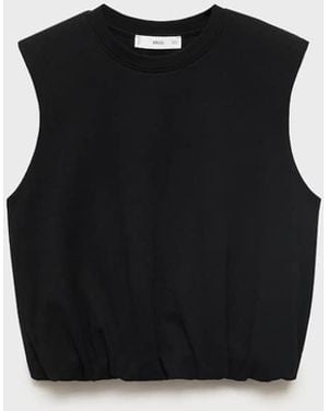 Mango Balloon Cotton Top - Black