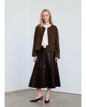 Mango Jupe Similicuir Évasée Chocolat - Marron