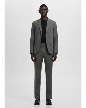 Mango Stretch Fabric Super Slim-Fit Suit Trousers - Grey