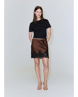Mango Polka Dot Slip Skirt - Brown
