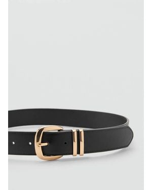 Mango Metal Buckle Belt - Gray