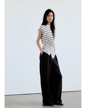 Mango Feinstrick-Drapé-Pullover - Schwarz