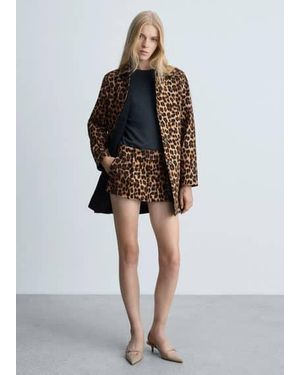 Mango Leopard Print Skort - Black