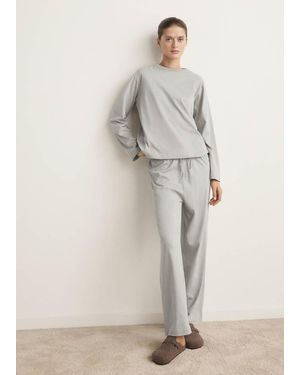 Mango Two-Piece Plain Cotton Pyjamas - Grey