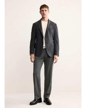 Mango Slim Fit Wool Blend Blazer - Multicolour