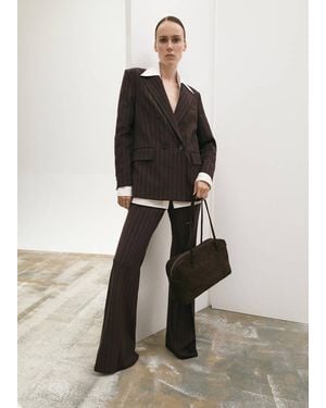 Mango Pinstripe Suit Pants - Brown