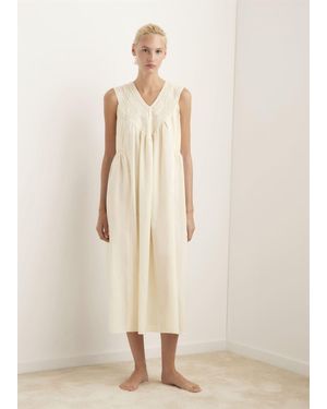Mango Camicia Da Notte Cotone Pizzo E Increspature Vaniglia - Neutro