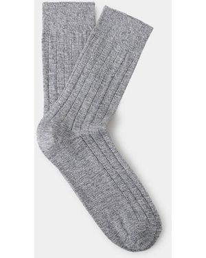 Mango Ribbed Cotton Socks - Grey