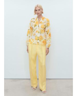 Mango Floral Cotton Blouse - Metallic