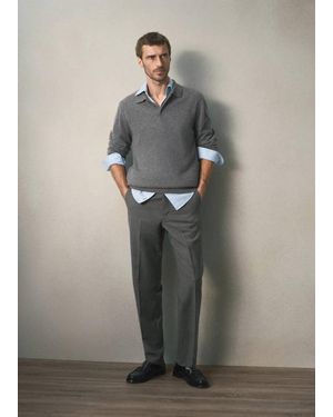 Mango Polo Aus 100 Kaschmir Mit Knöpfen - Grau